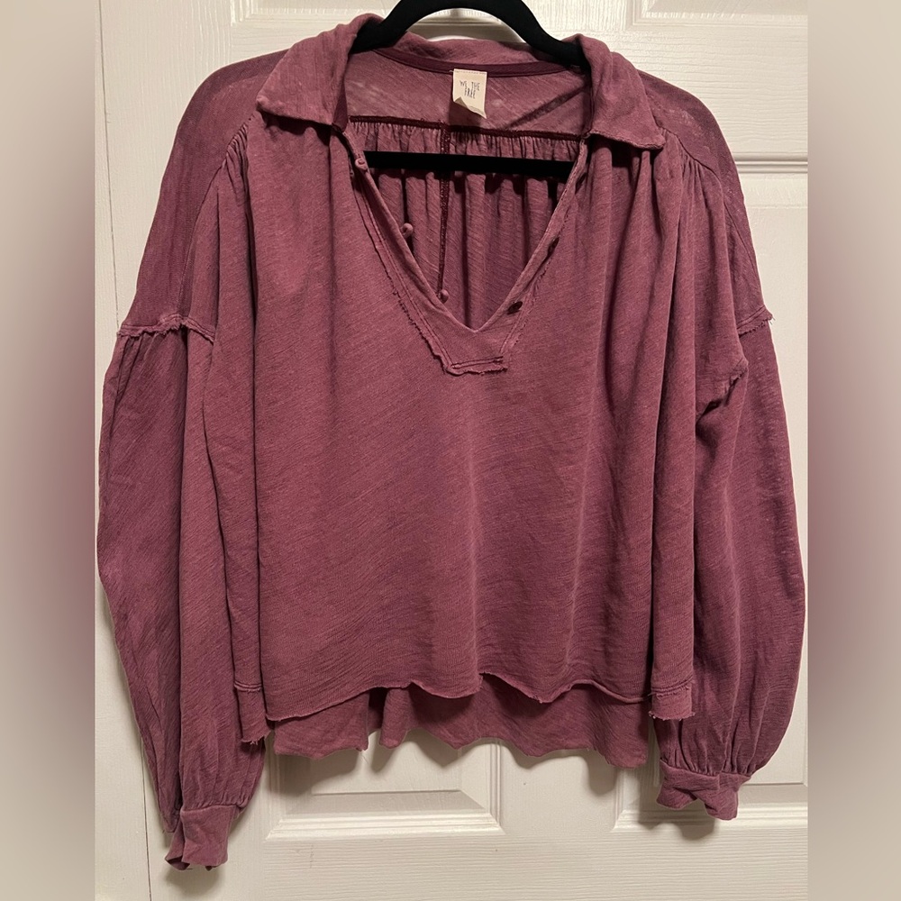 We The Free Mauve V-Neck Blouse